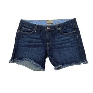 Paige 28 **REALLY 34** Distressed Frayed Hem  Mid Rise Denim Shorts